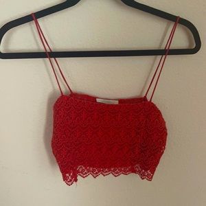 Red lace cropped